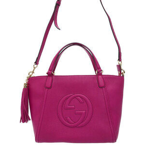 Gucci Soho grained leather top handle bag 2way tote shoulder bag